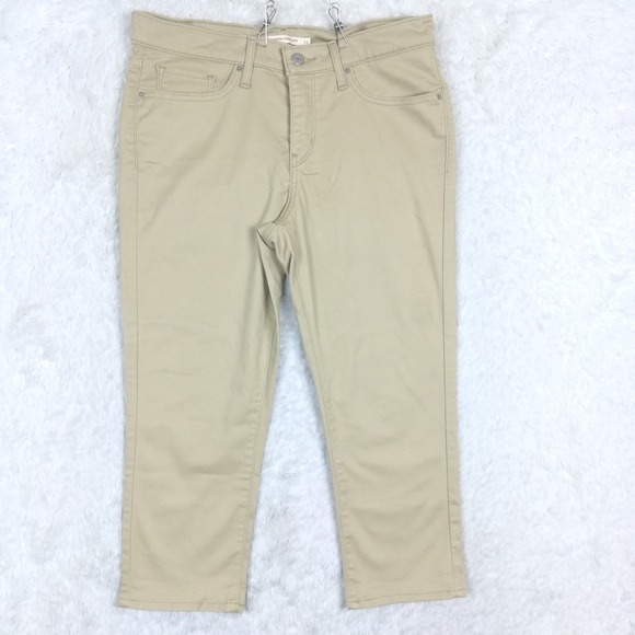 Levi's Womens Jeans 311 Shaping Skinny Capri Denim Khaki Mid Rise Stretch 31 - Picture 1 of 14